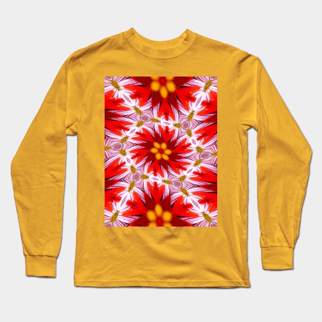 Red Floral Pattern Long Sleeve T-Shirt by PatternFlower